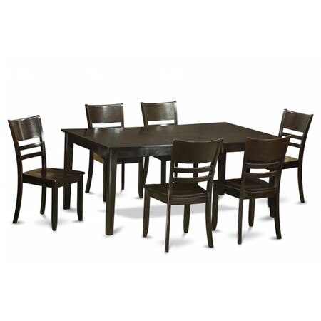 East West Furniture 7 Piece Dining Set-Dining Room Set-Table and 6 Dinette Chairs HELY7-CAP-W